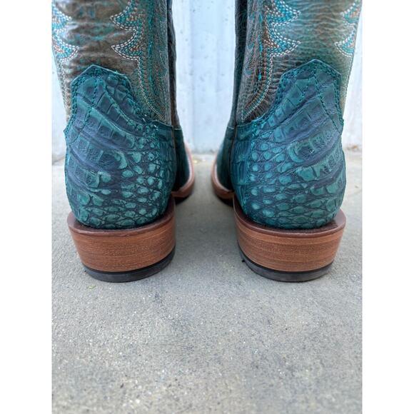 Ariat Futurity Boon Womens Sz 9.5 B Turquoise Sueded Caiman Belly Amazonite Boot - Picture 8 of 11